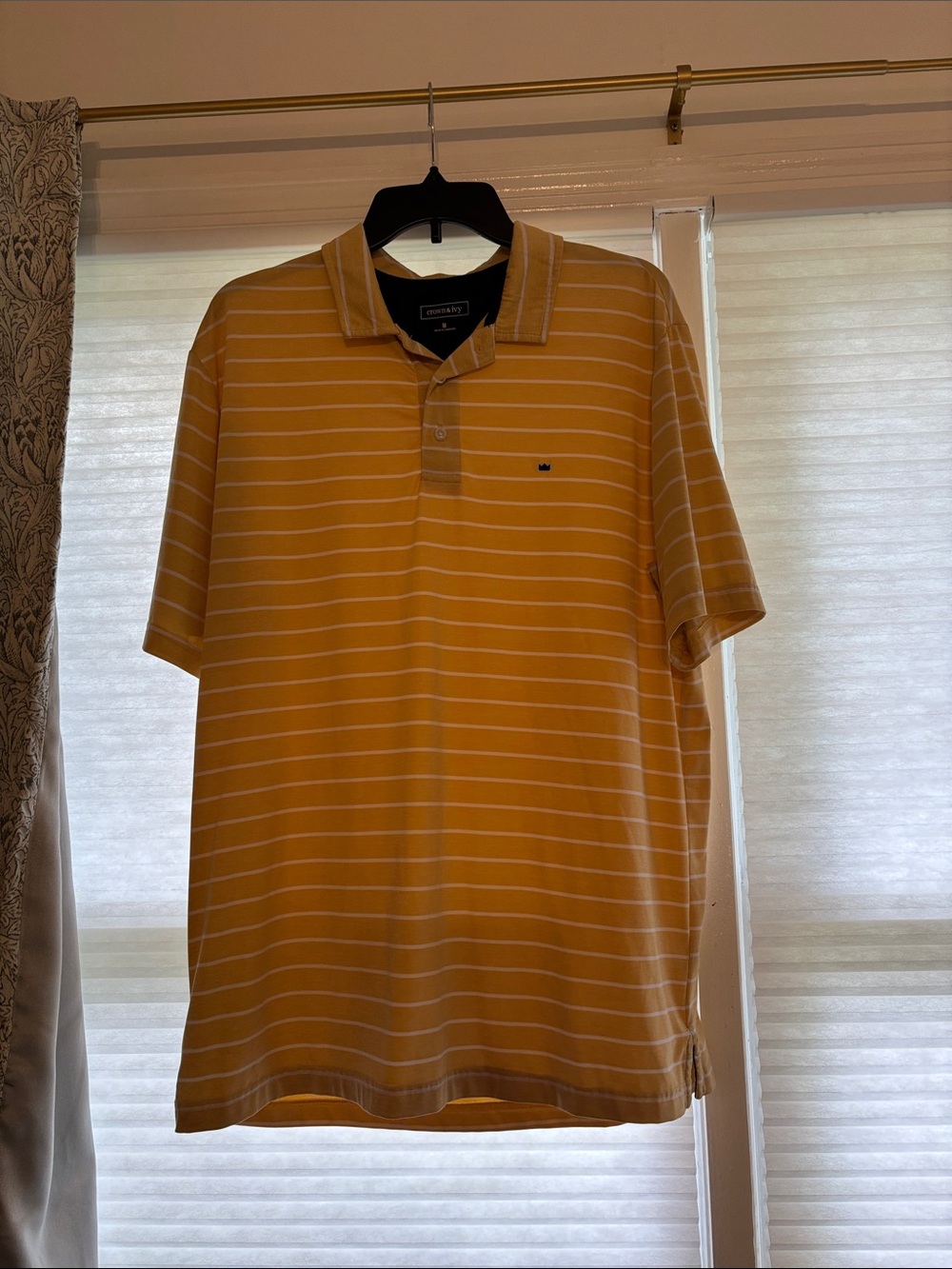 crown & ivy Yellow Striped Polo Shirt